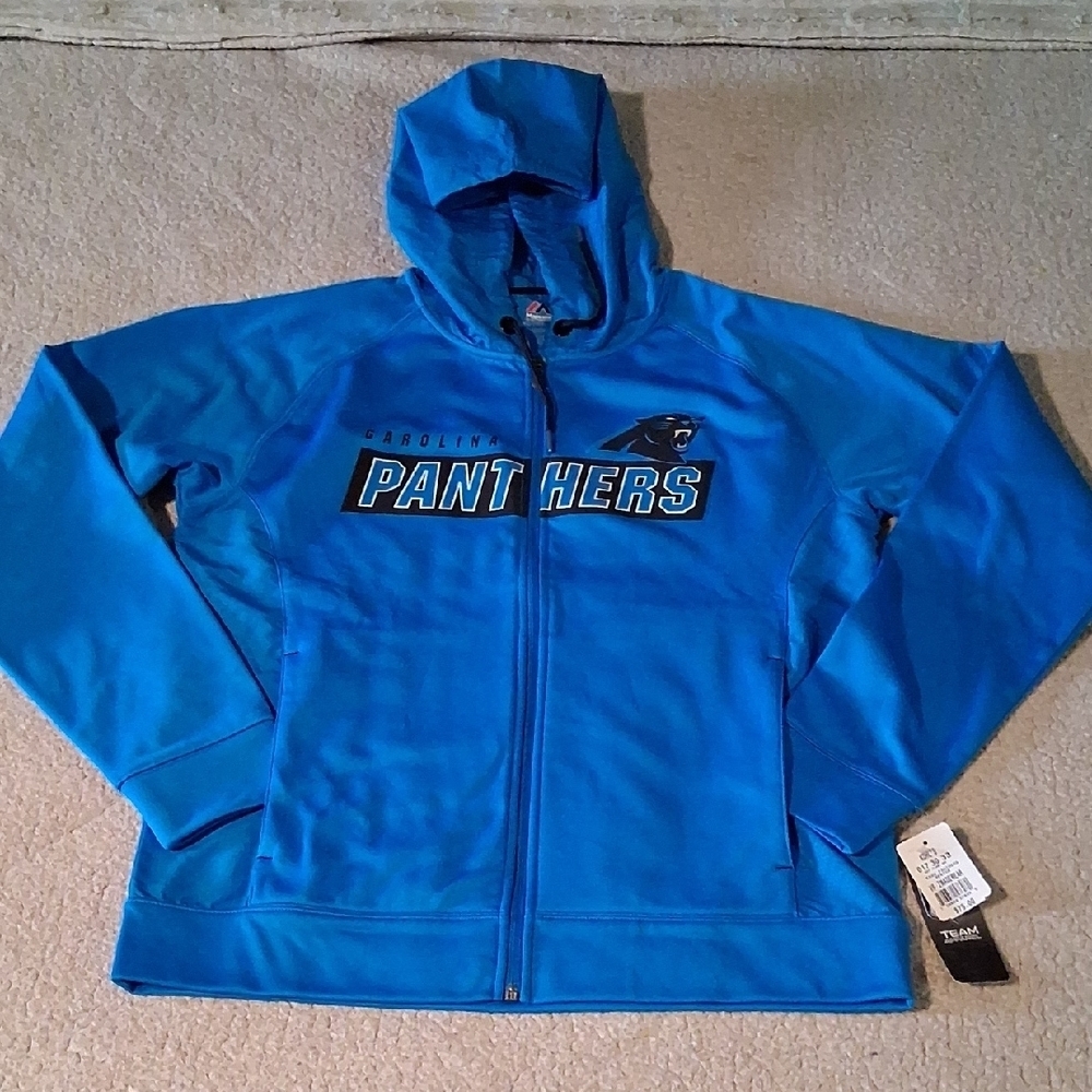 New Majestic Blue Carolina Panthers Zip Up Jacket
